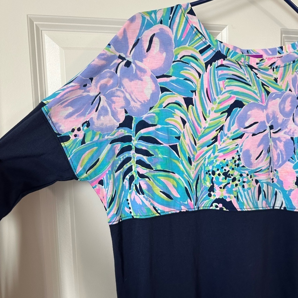 Lilly Pulitzer Finn T-Shirt Dress Long Sleeve Multi Bermudaful Size XS - Picture 4 of 7